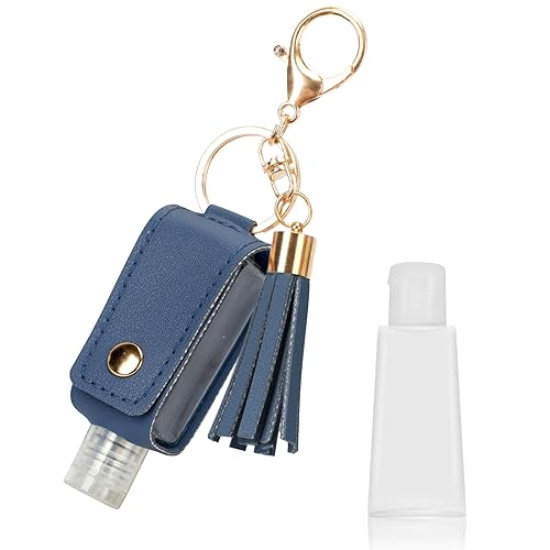 Unaone Soporte para desinfectante de manos de 1 onza1.0 fl oz, tamaño de viaje, botella vacía de cuero con llavero, botella pequeña portátil,