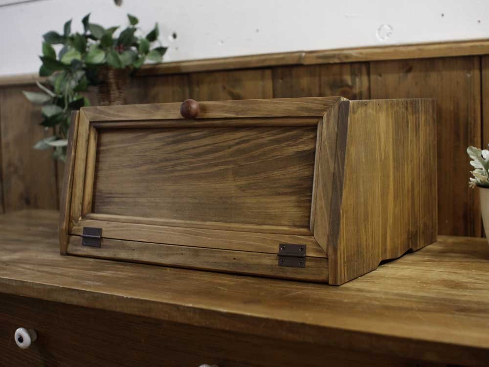 Amazon.co.jp: パンケース 木製扉 アンティークブラウン w40d28h18cm