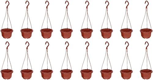 Yardwe Colgadores de plástico, 16 macetas de plástico para colgar, macetas colgantes de plástico blanco, macetas colgantes para vallas, barandillas