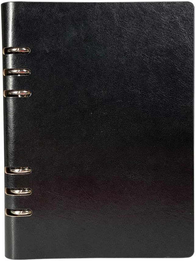A5 Classic Refillable Notebook Loose Pocket Leather 6 Holes Ring Binder Personal Planner Organizer Notebook Binder Reusable Multi Functional