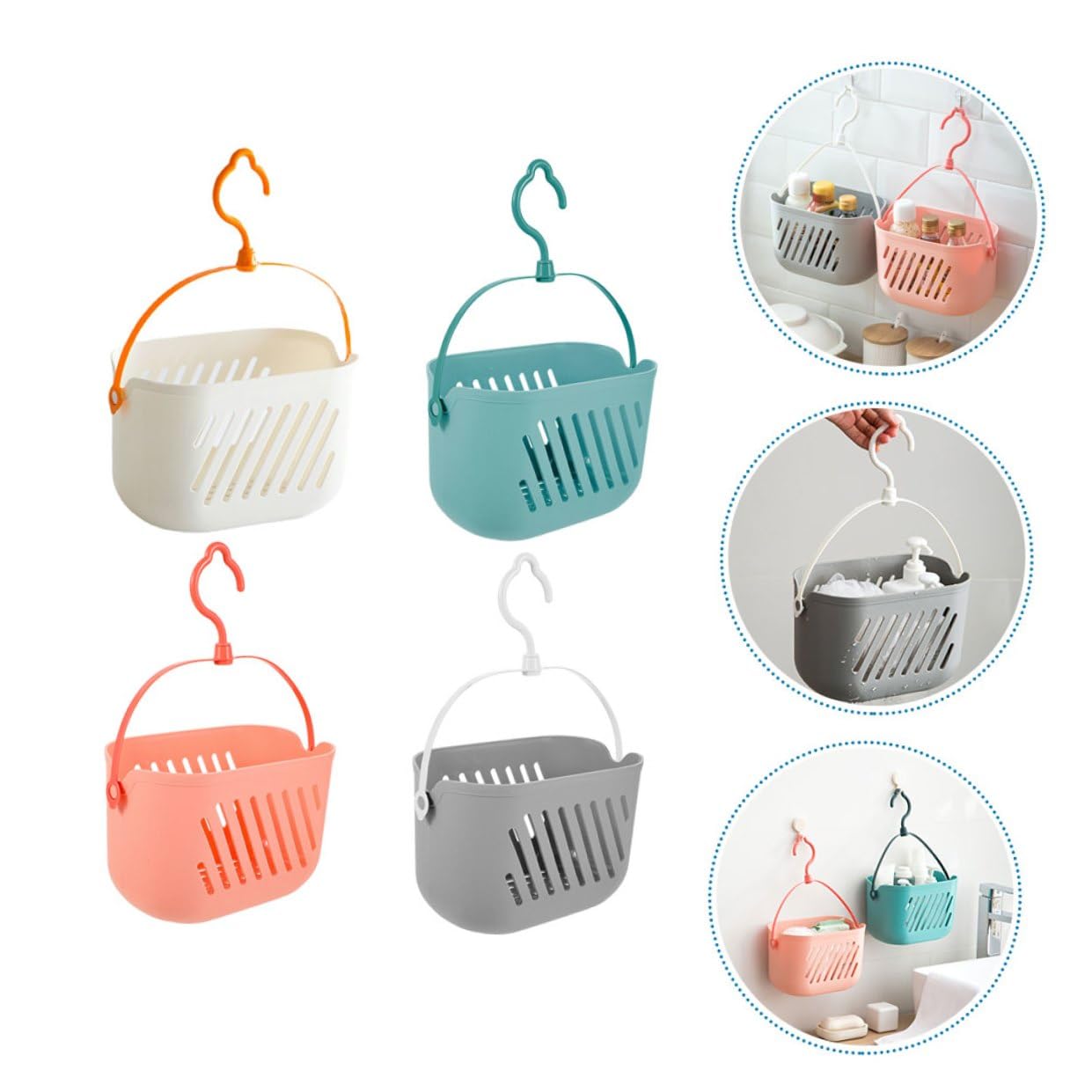 ERINGOGO Cesta de Ducha Colgante de Plástico 4 Unidades para Baño Diseño Moderno y Funcional Organizador Portátil para Productos de Limpieza y Champú