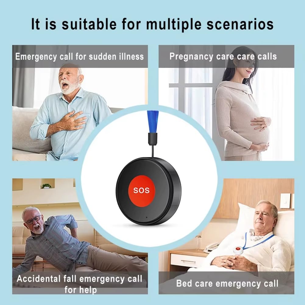 Botón de Emergencia SOS WiFi Tuya Inalámbrico de una Tecla para Llamar Ayuda, Protección de Seguridad para el Hogar, Ancianos y Niños, Control A Través de la APP Life.