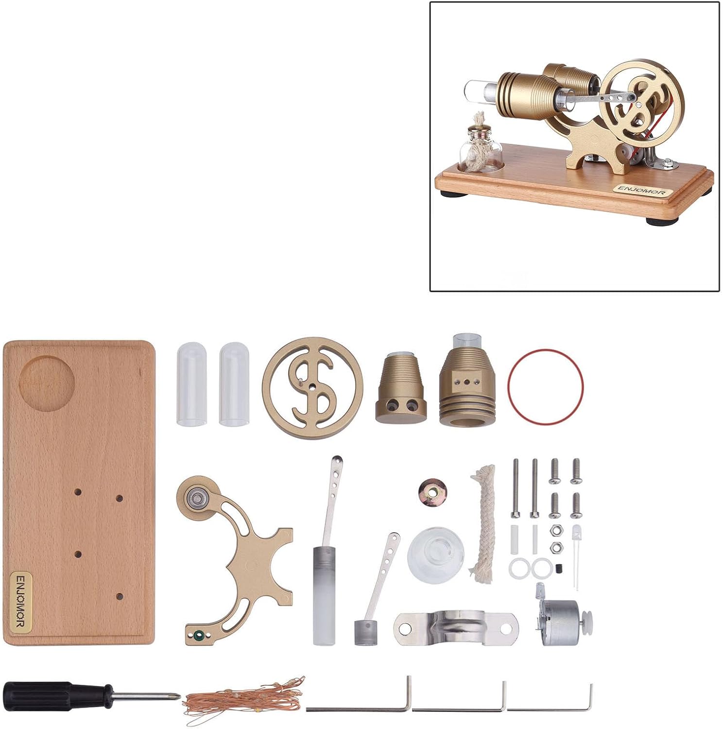 All-Metal DIY Stirling Engine Model Kit, Metal Hot Air Engine Science Experiment Kit for Adults, Fully Assembled Parts with Alcohol Burner, Educational Physics Engineering Project