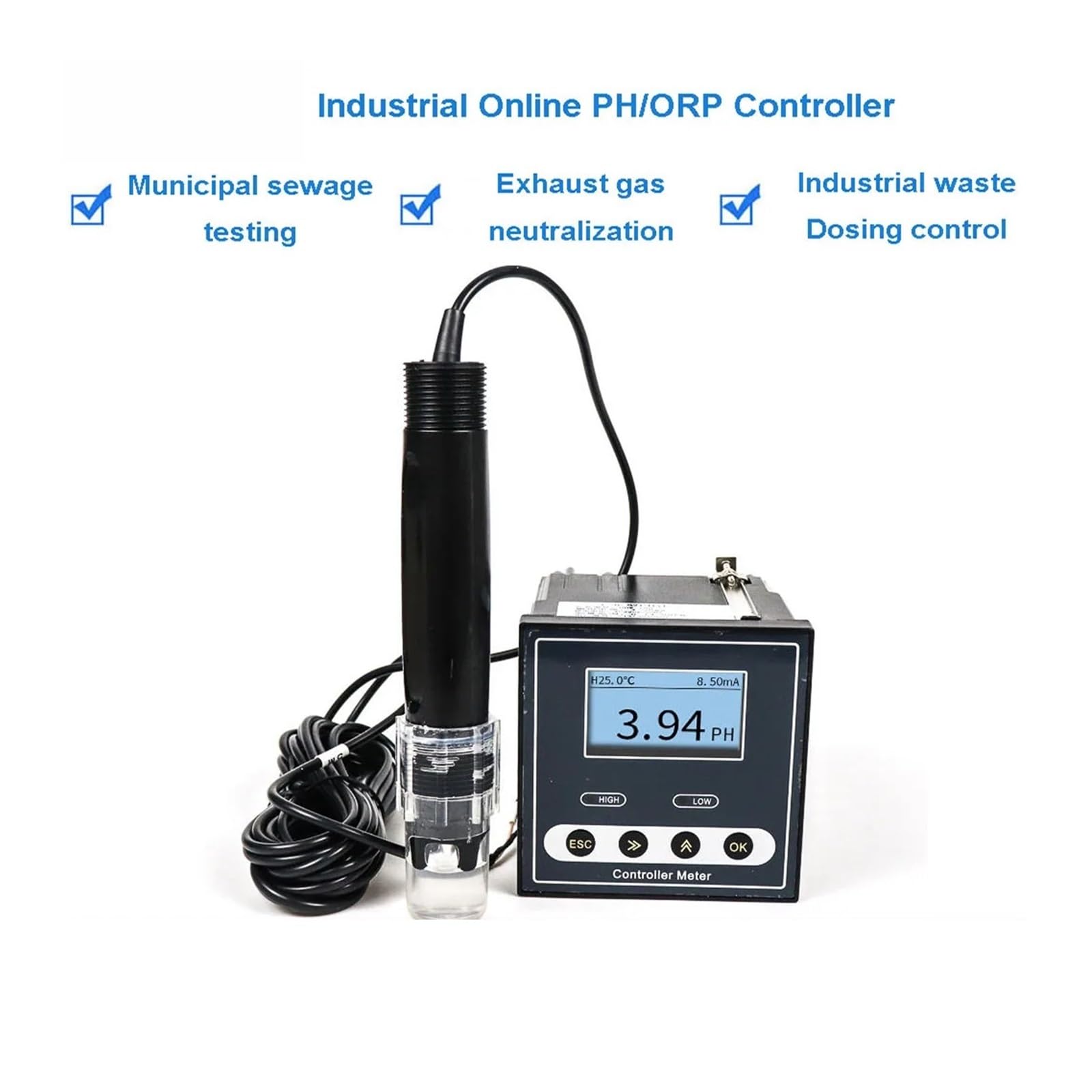 kits de prueba de suelo, Medidor de pH, contdor en línea con RS485, Ralay Out, precio más bajo, medidor y EC hidropónico automático(Silver 2PCS)