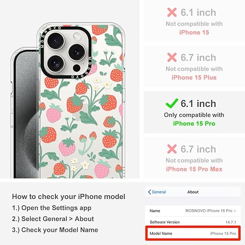 Miniatura 2 de MOSNOVO Buffertech - Funda compatible con iPhone 15 Pro, impacto de caída de 6.6 pies, tecnología antidesprendimiento, funda transparente de TPU con