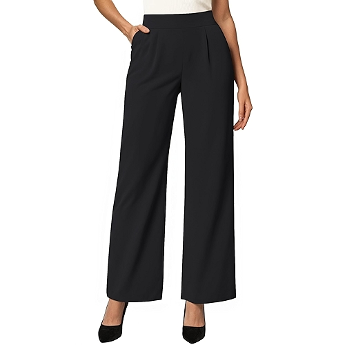 SEMARO Womens Wide Leg Dress Pants Crossover High Waist Stretch Casual Work Slacks Trouser...