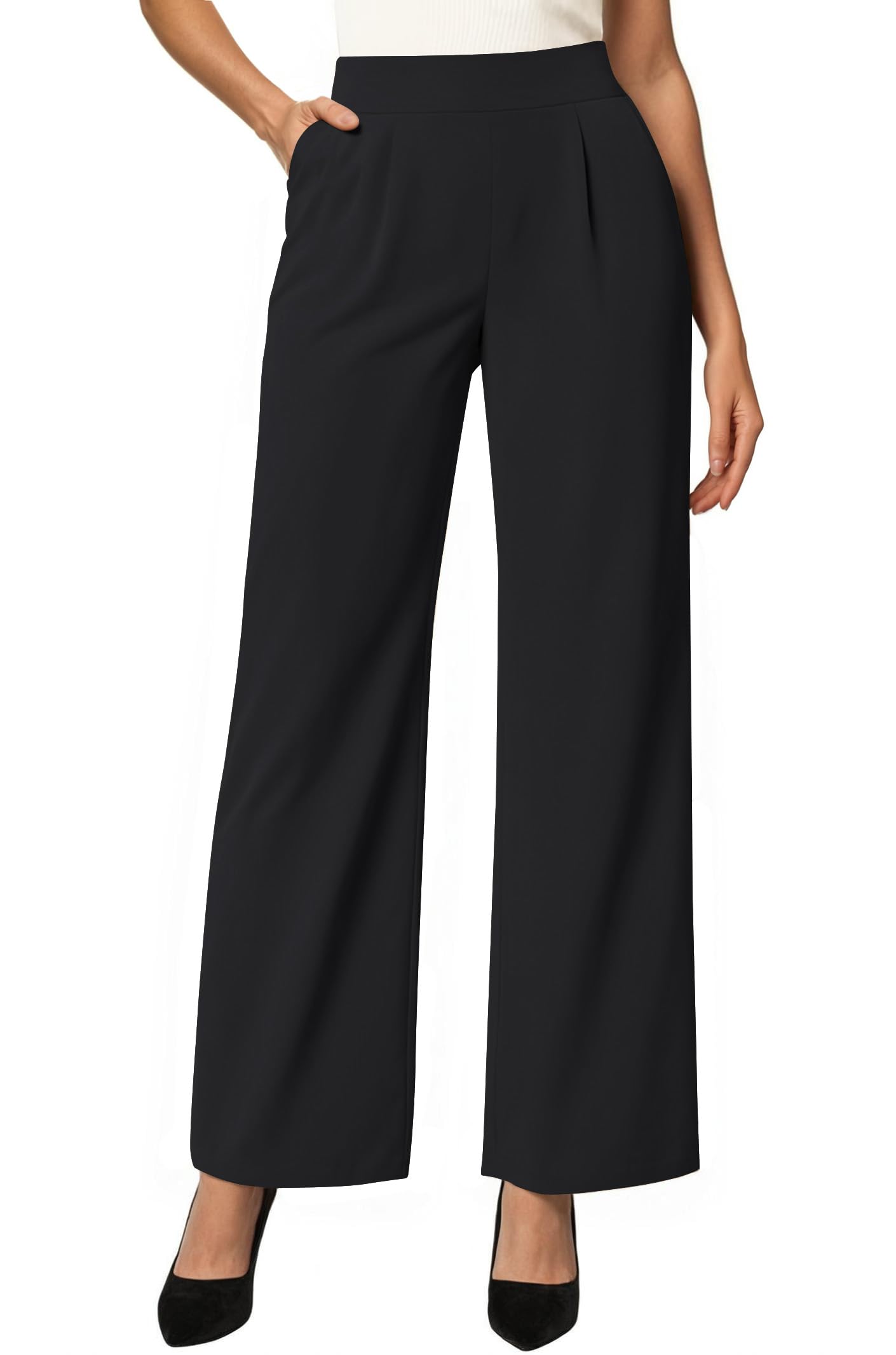 SEMARO Womens Wide Leg Dress Pants High Waist Stretchy Business Work Office Slacks Pull On Casual Lounge Pants