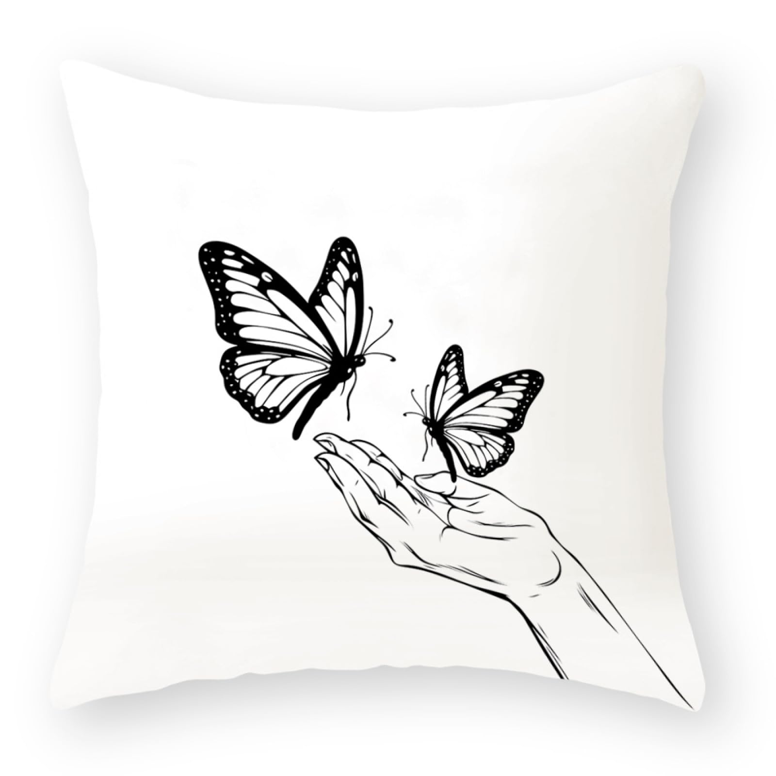 Cushions 60x60cm Butterfly And Hand Cushions Cotton Linen Outdoor Cushions for Living Room Sofa Bedroom Office Cushion with Invisible Zipper Decorative Square Garden Cushions
