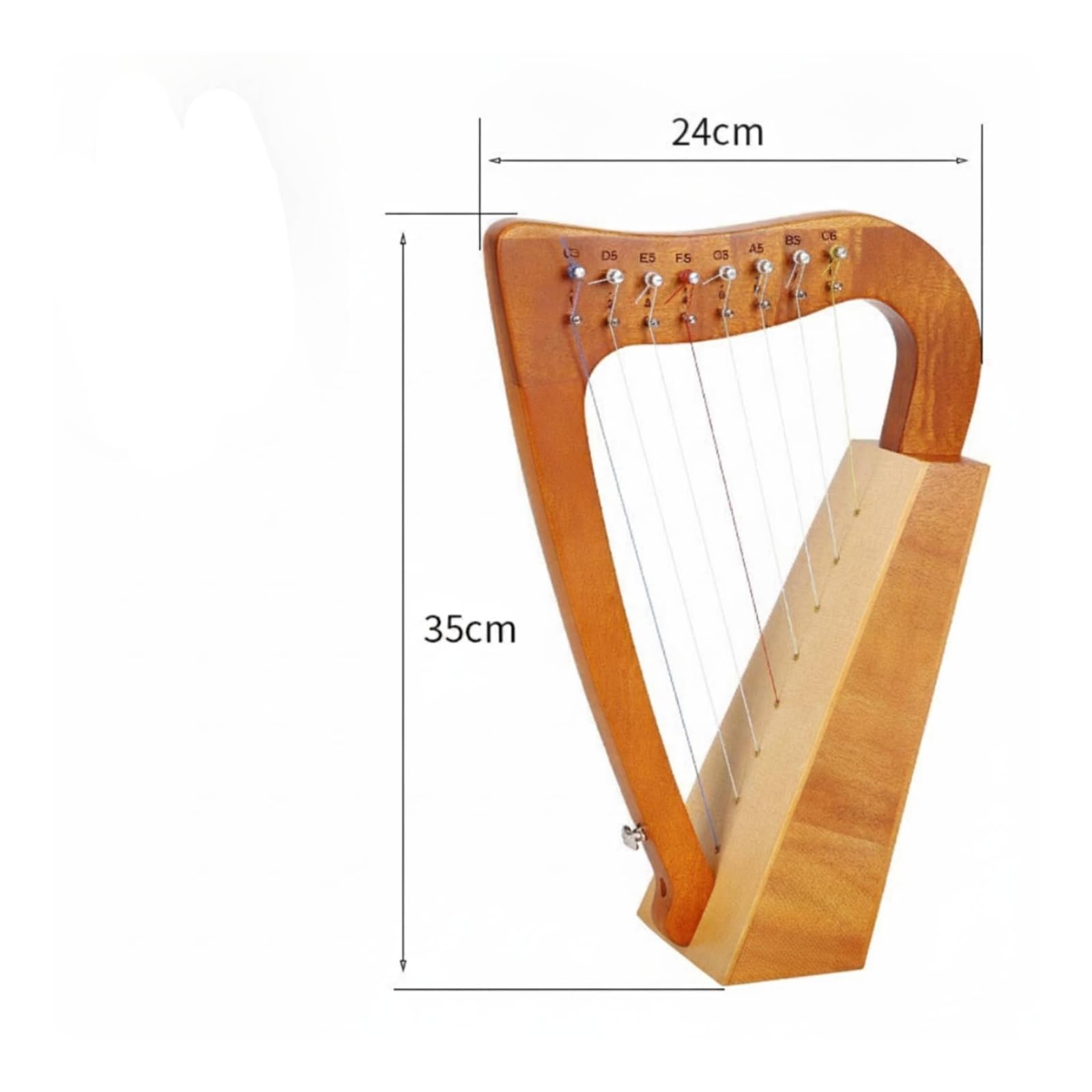 Qianly Arpa Lira con Chiave di Accordatura Compatta Arpa Lira Compatto Strumento Musicale per Studenti, 8弦【云杉木】原木色, 35X24 Cm