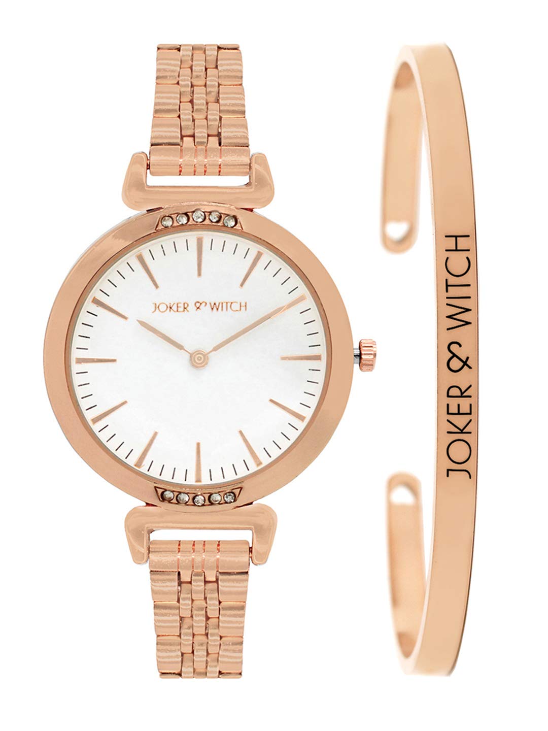 Joker & Witch Stainless Steel French Rose Analogue Watch Bracelet Stack For Women, White Dial, Rose Gold Band (B08T9G6Y6X) Amazon Price History, Amazon Price Tracker
