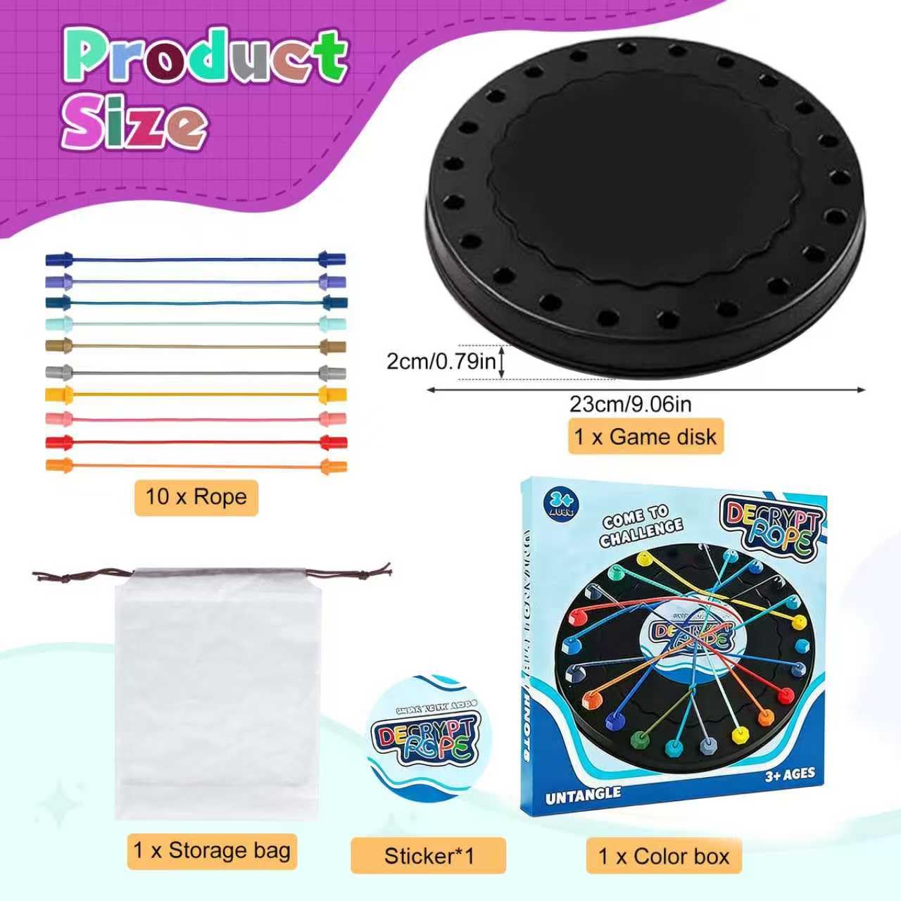 Brainy Knots Gioco da Tavolo | Puzzle Slegare Corda con 10 Fili Colorati | Gioco Logica per Bambini 3+ | Gioco Famiglia Viaggio Strategico