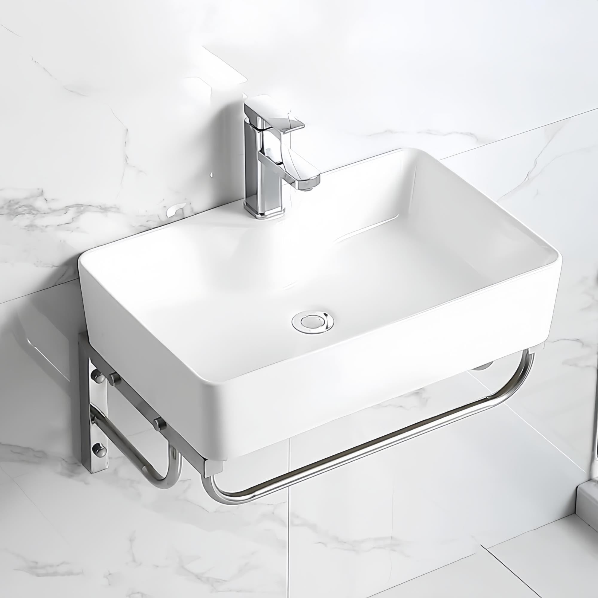 Ceramiczna umywalka ścienna, pływająca umywalka z gładką glazurą