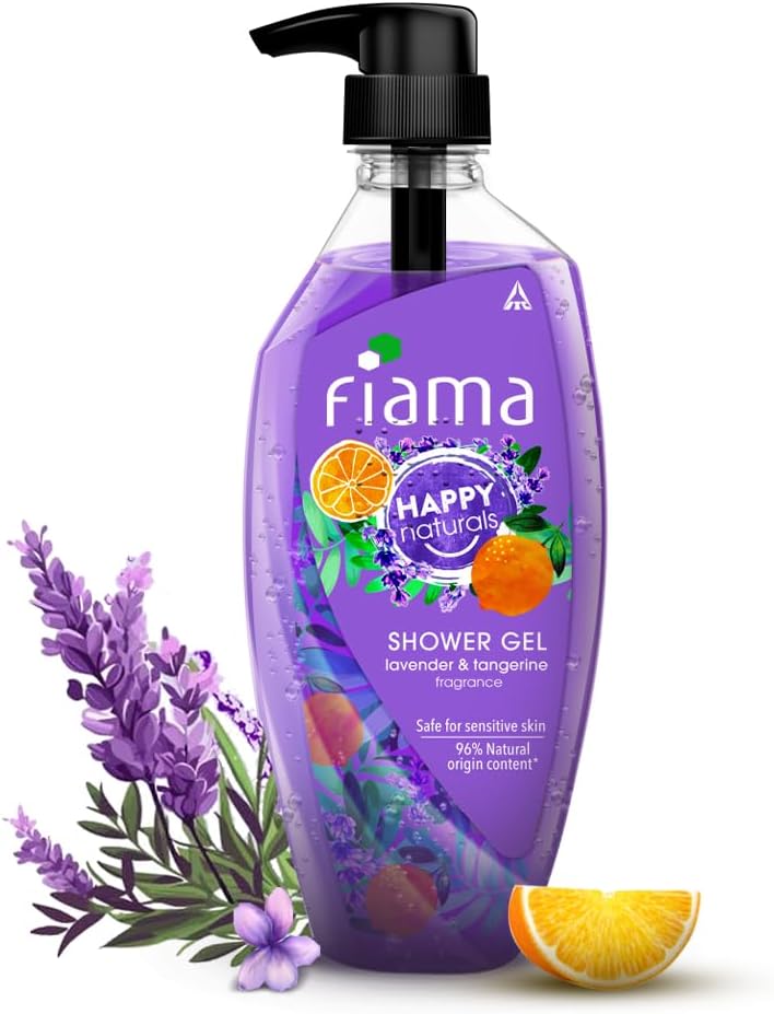 Happy Naturals Body Wash Shower Gel, Lavender and Tangerine, 500ml, Fragrant Body Wash for Women & Men, 96% Natural Origin Content, Safe on Sensitive Skin Bodywash