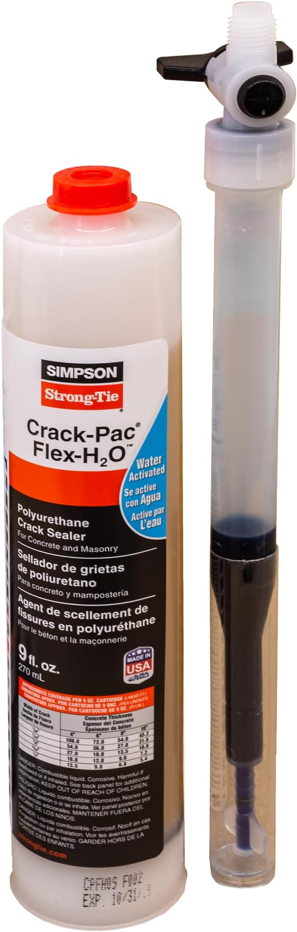 Simpson Strong-Tie Crack-Pac Flex-H20 Polyurethane Crack Sealer - Anchoring, Fastening, Restoration and Strengthening Systems for Concrete & Masonry, 9 oz