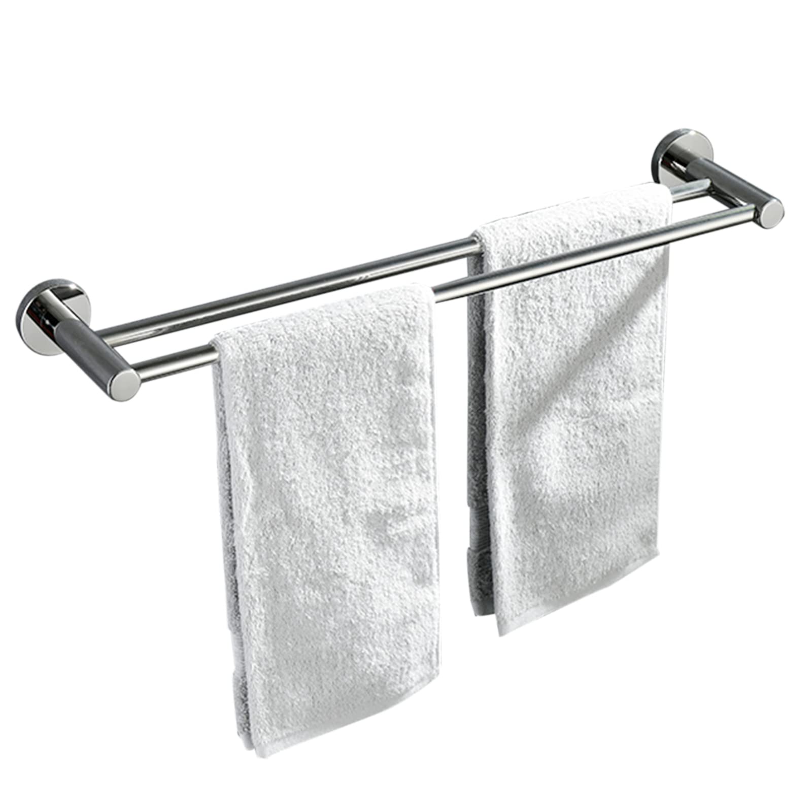 Porte-serviettes en acier inoxydable ICOBES à double barre argentée pour mur de salle de bain