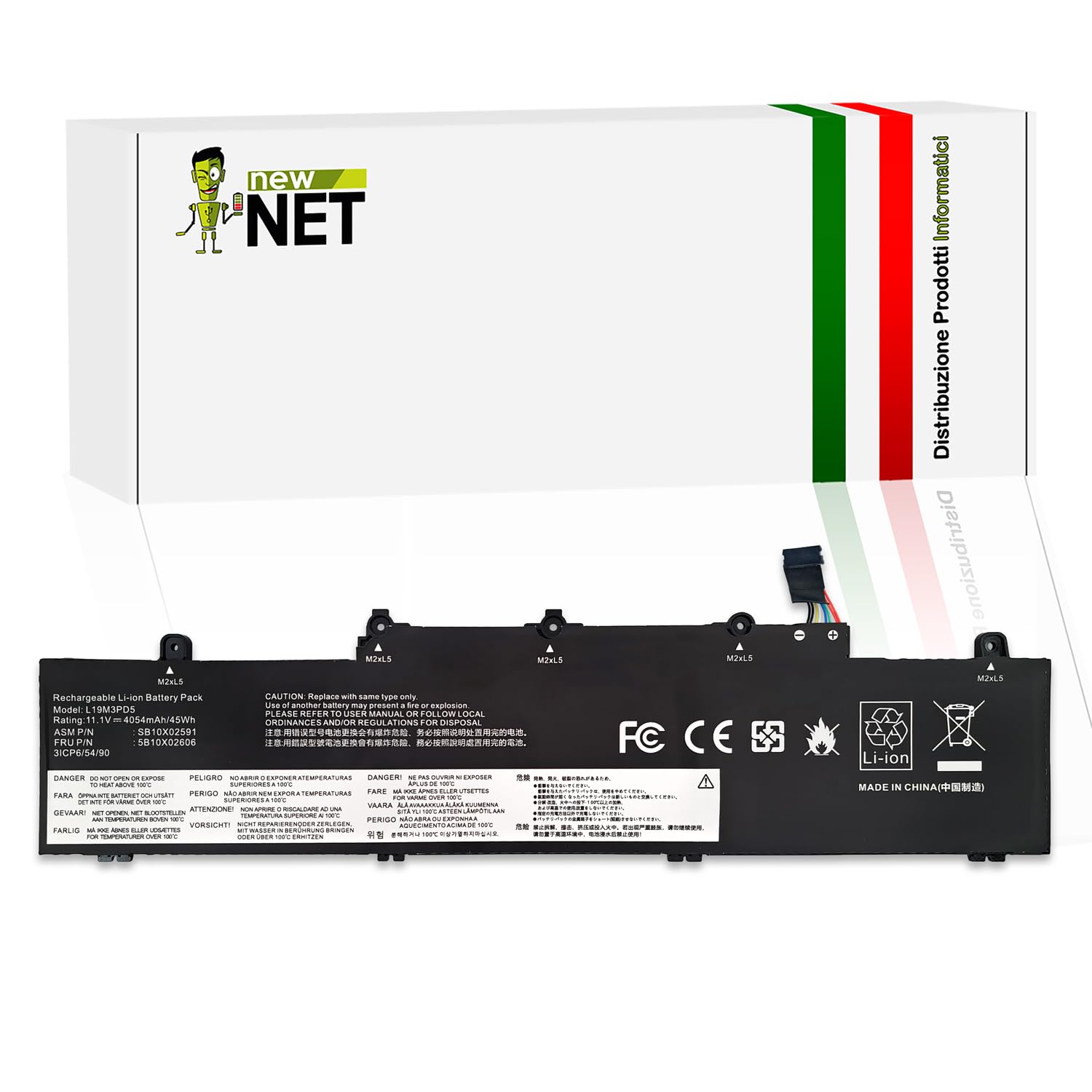 New Net - Batteria L19M3PD5 [11.1-11.52V 4054mAh] compatibile con Lenovo ThinkPad E14 Gen 4 (Type 21E3, 21E4, 21EB, 21EC), E15 Gen 4 (Type 21E6, 21E7, 21ED, 21EE)