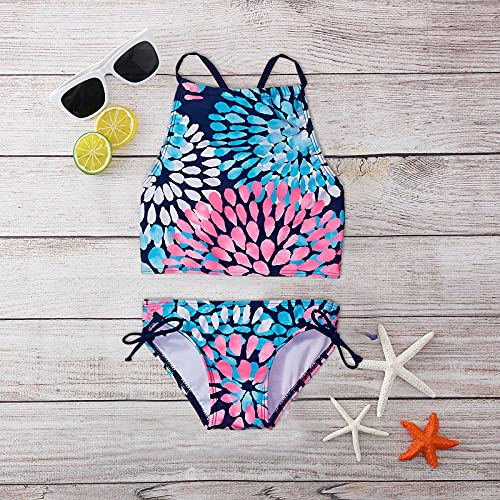 Betadog Girls' Two-Piece Swimsuits Tankini Sets Swimwear Bathing Suit Beach Sport Girls Swimsuit Two (Blue, 13-14 Years)2