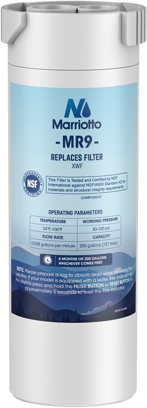 MARRIOTTO Genuine GE XWF Replacement Water Filter - Compatible with GE French-Door Refrigerators - 1 Pack (Not XWFE)