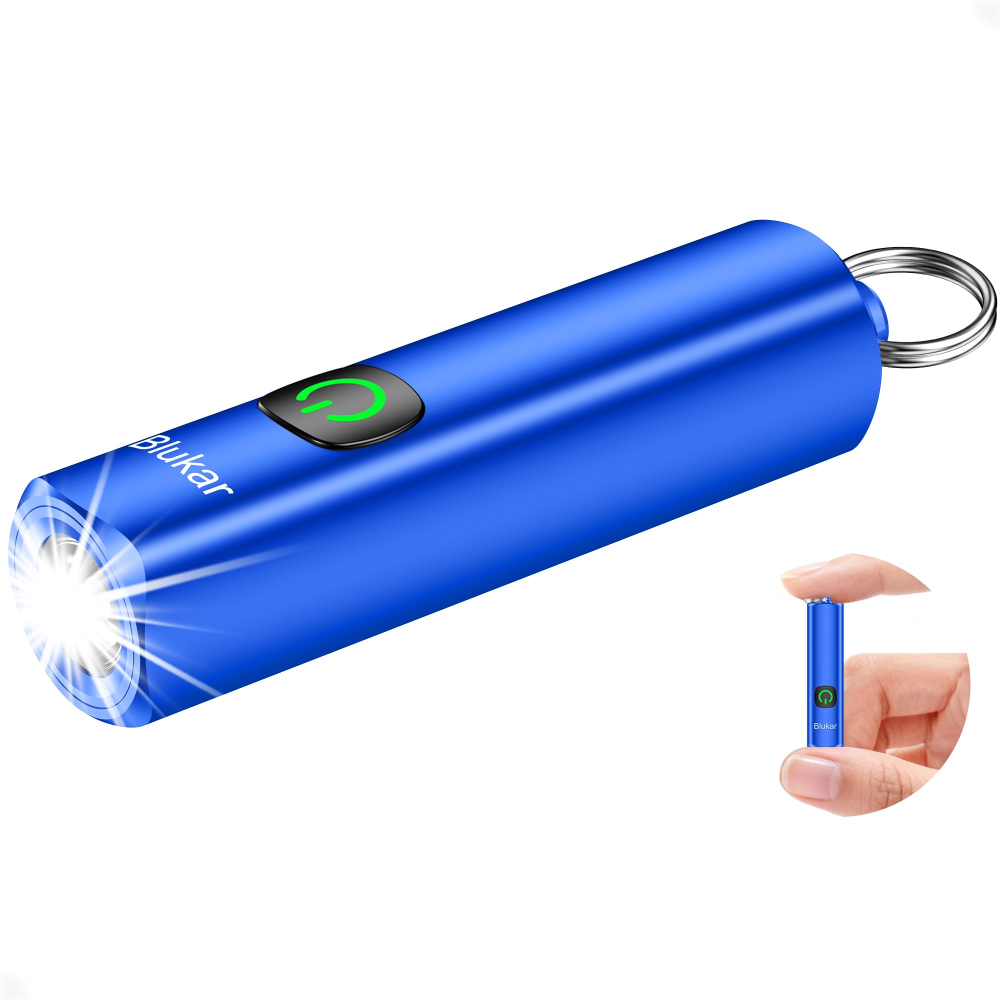 Blukar Mini Torch Rechargeable, EDC Keychain Flashlight with 3 Lighting Modes, IPX6 Waterproof, Memory Function, Compact Portable Pocket Torches for Daily Carry, Emergency, Camping, Hiking-Blue — image 1