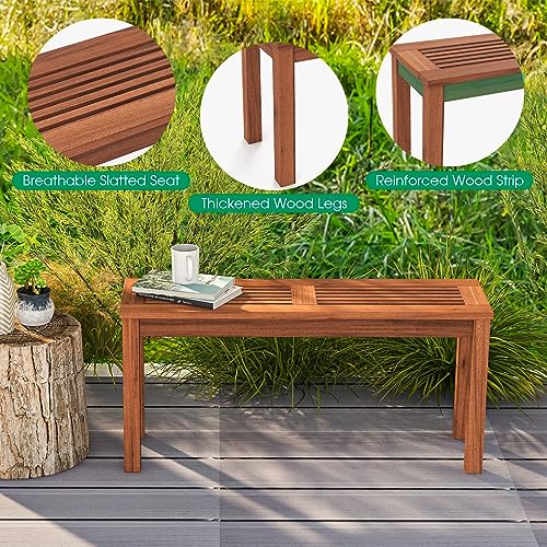 Tangkula PATIO WOOD BENCH 11106 Patio Wood Bench, 2-Person Solid Wood Bench With Slatted Seat, 39.5 Inch Long Loveseat With Stable Wood Frame, Indoor Outdoor Dining Bench thumb #6