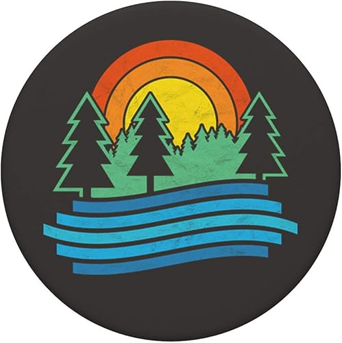 Miniatura 3 de Agarre y soporte para teléfonos y tabletas con diseño de árbol y río al aire libre, estilo vintage, diseño de naturaleza