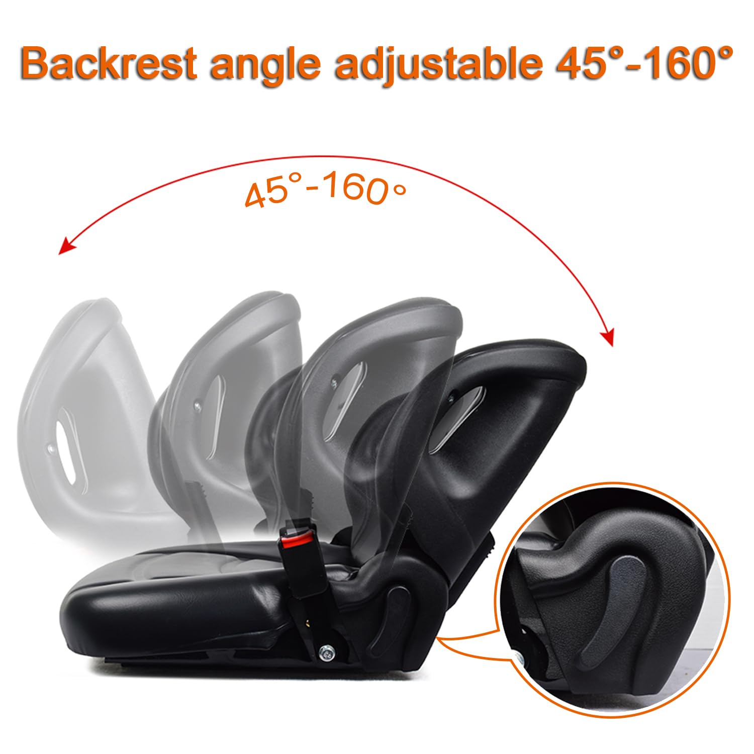 Seggiolino universale per trattore per carrelli elevatori industriali con microinterruttore, cintura di sicurezza, schienale regolabile e fessura estesa, in PVC, adatto per escavatori, pale