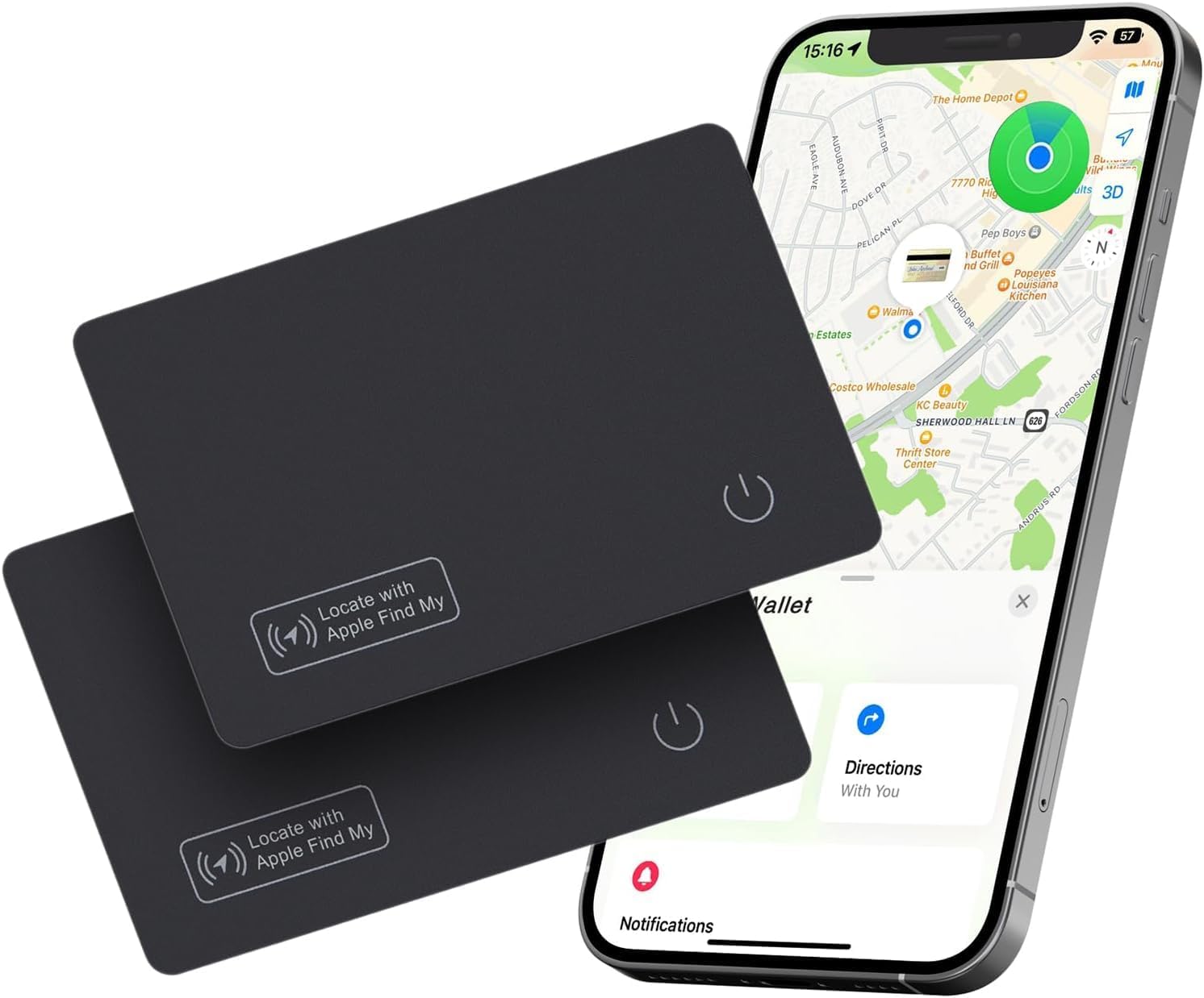 Reyke Wallet Tracker Card, Rechargeable Wallet Finder Compatible with Apple Find My (iOS Only) Item Finder for Luggage Tags Mobile Phones Passports, IP68 Waterproof 2PC