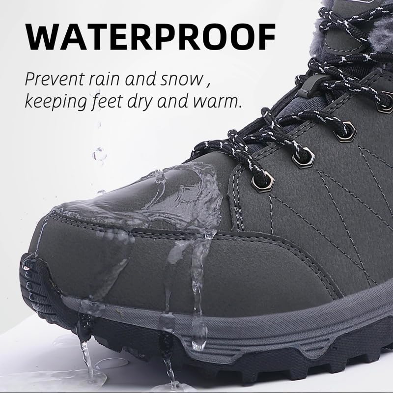 Snow Boots for Men Waterproof Hiking Winter Boots With Warm Fur Lined Non-Slip Wide Ankle Snowboots for Outdoor4