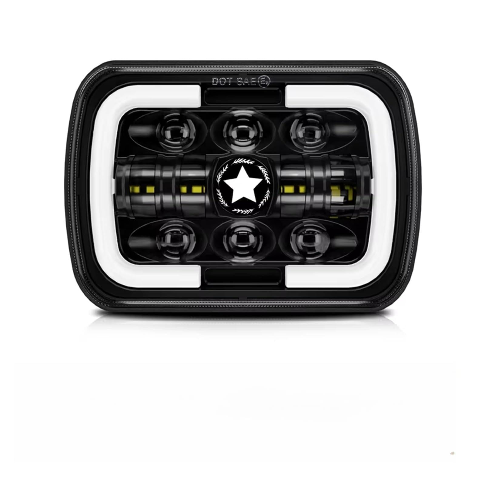 Headlights 7x6'' 5X7 Inch LED Headlight Square Hi-Lo Beam Halo Off-road Truck Motorcycle LED Headlight For GMC 1500 2500 3500 For Savana For Suburban(1 Piece Black)