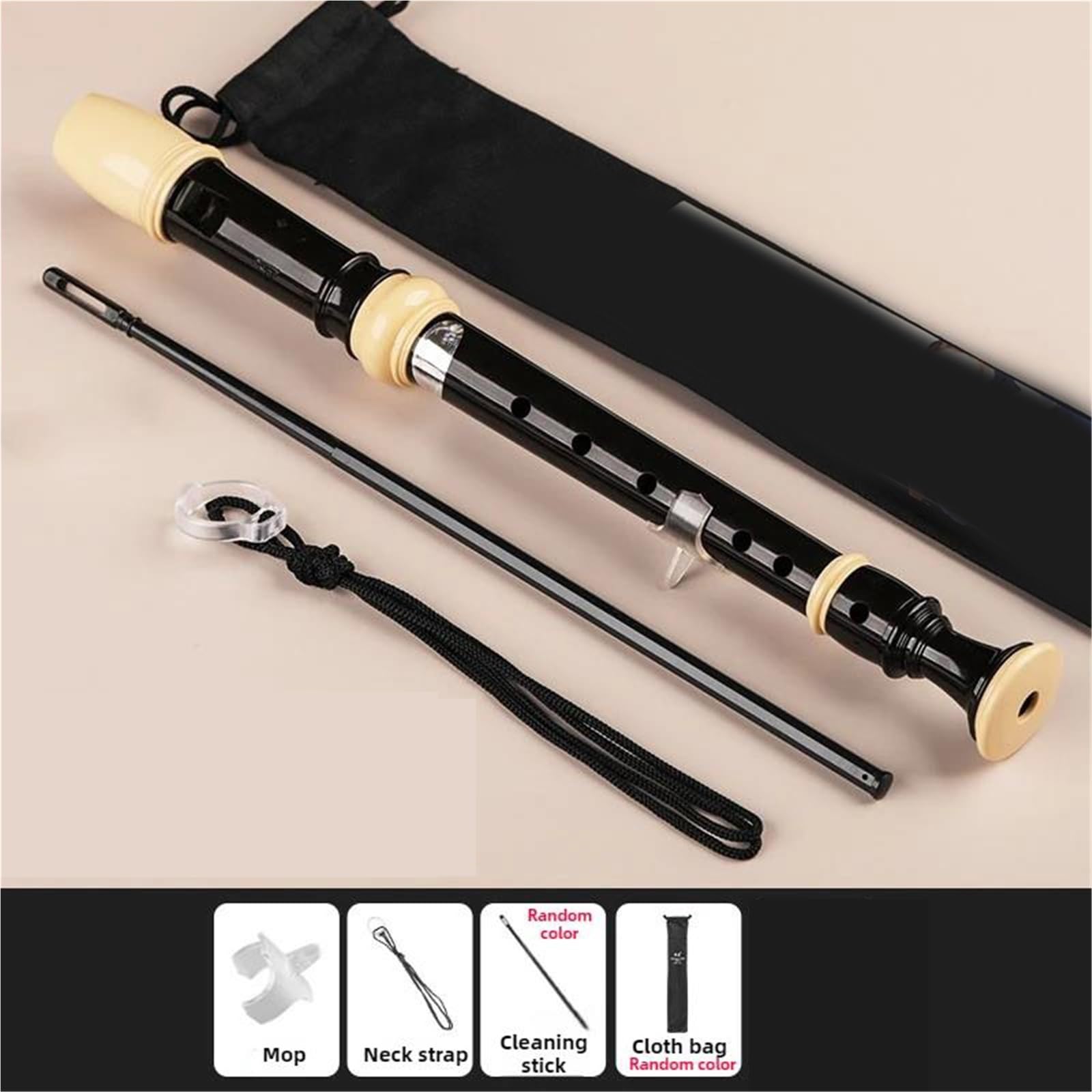 Flet Prosty Rejestrator W Stylu Niemieckim: Przenośny Instrument Z Żywicy ABS (sopran) 6/8 Otworami(6-Hole)