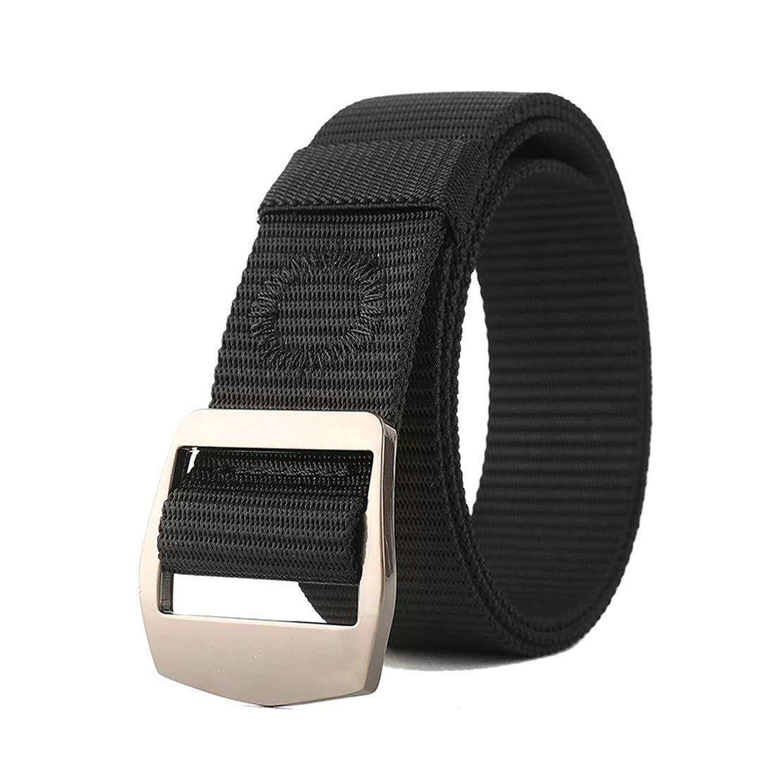 S-Man Men's Black 1.5" Unisex Military Style Outdoor Tactical Webbing Nylon Belt With Simple Buckle (Black)