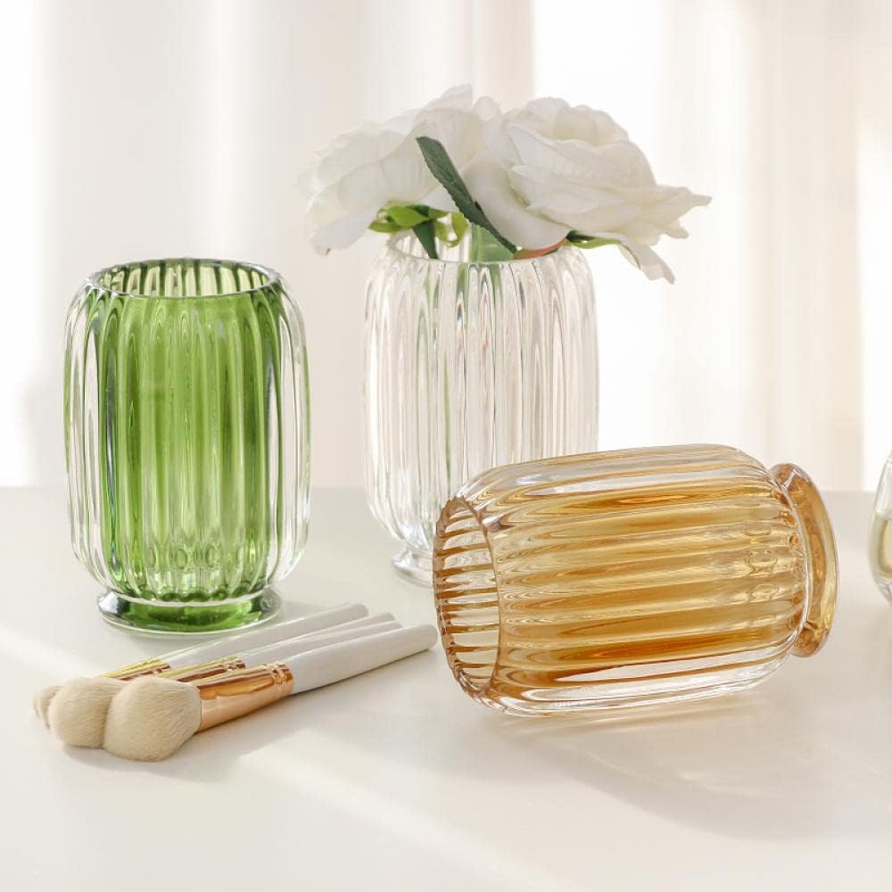 Gaolinci Clear Tumbler Cup Makeup Brush Toothbrush Holder for Bathroom, Vanity, Countertop, Desk and Bedside Table