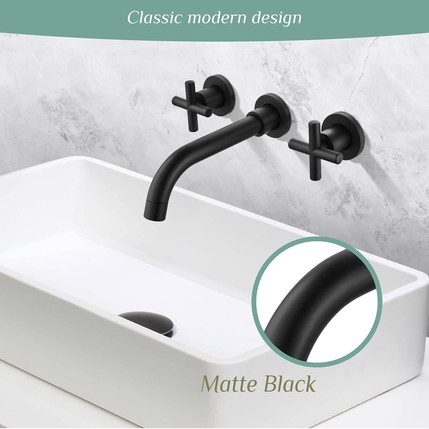 Greatest Product Matte Black Bathroom Faucet Wall Mounted Double Cross Handles Widespread Vanity Sink Mixer Faucet Two Handle Bathroom Sink Faucet Lavatory Basin Sink Faucet Free Shipping Over $50 Matte Black Bathroom Faucet Wall Mounted Double Cross Handles Widespread Vanity Sink Mixer Faucet Two Handle Bathroom Sink Faucet Lavatory Basin Sink Faucet