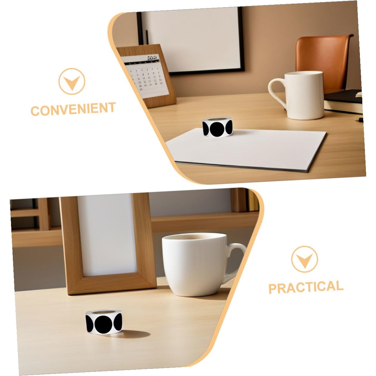 6rotoli Etichette Adesive Nere Circolari Scrivibili per Contenitori di Stoccaggio Pvc Autoadesive per Cucina Ufficio Dispensa e Scatole