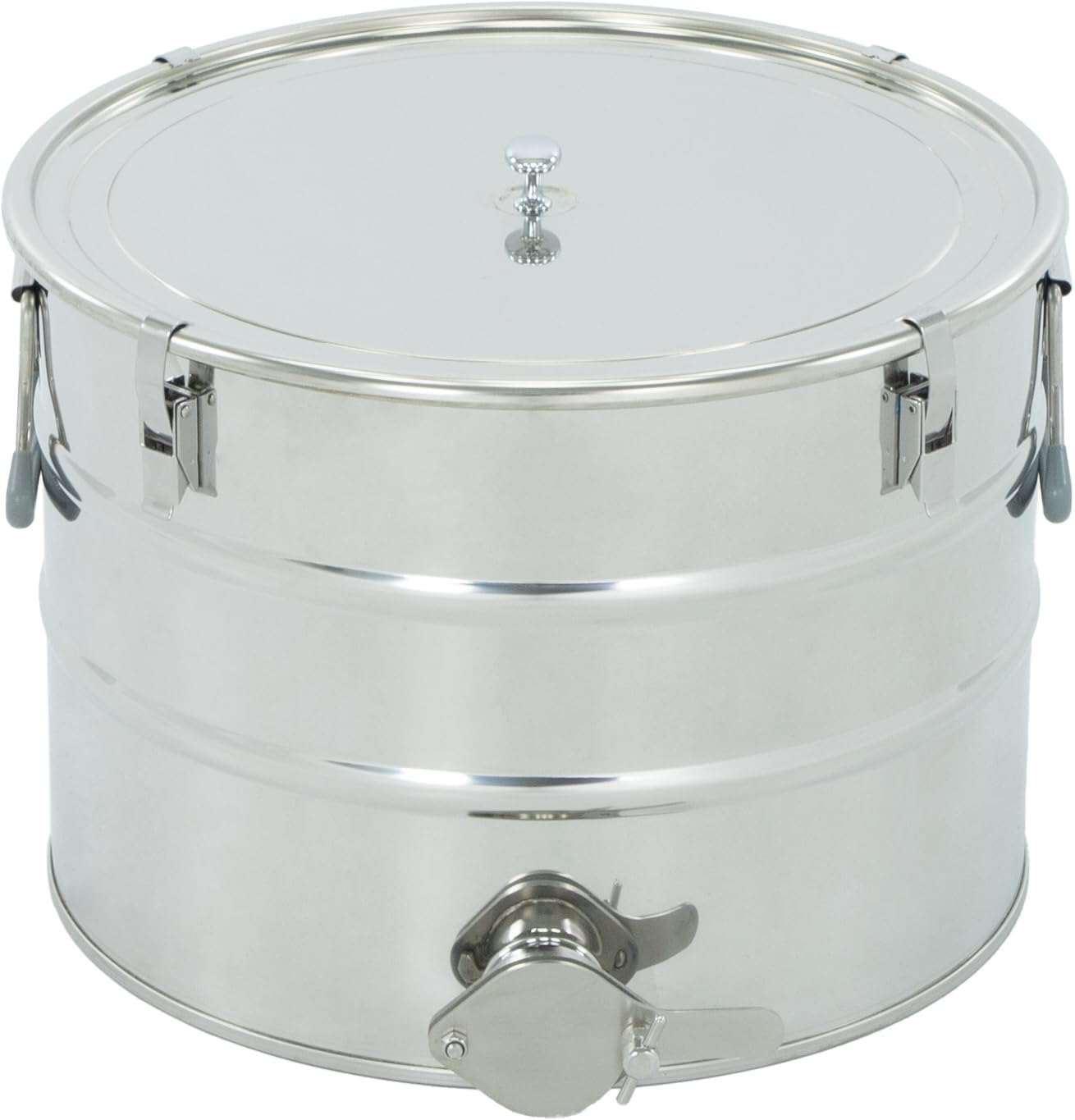 LYSON Abfüllbehälter 30l (ca. 40 kg) für Honig Abfülleimer mit rostfreiem Quetschhahn Edelstahl 6/4" Absetzbehälter zum Honigaufbewaren Abfüllkübel mit Deckel, Griffen, Halterungen und Dichtung