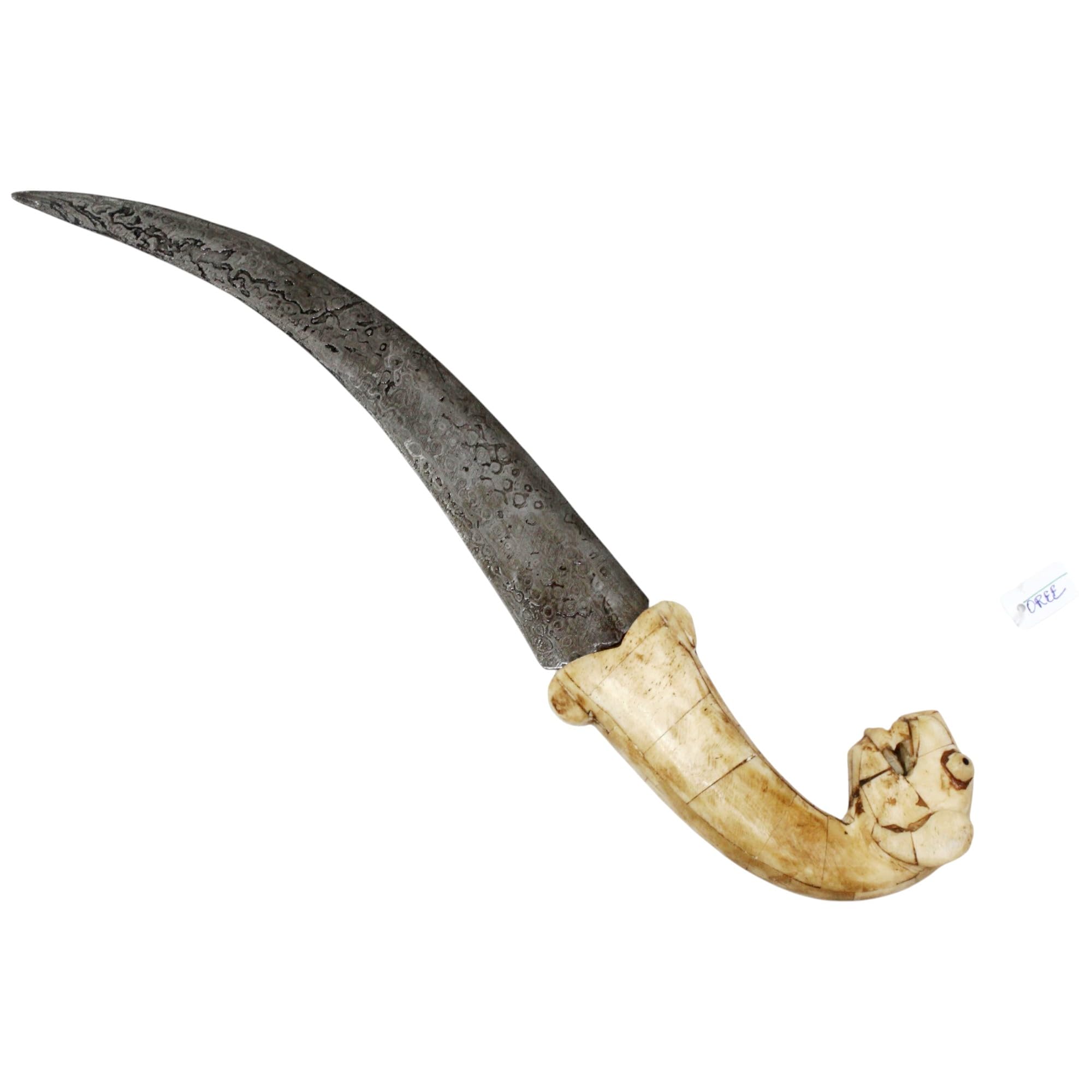 Rajasthan Gems Knife Damascus Steel Blade Natural Chip Handle Handmade k898