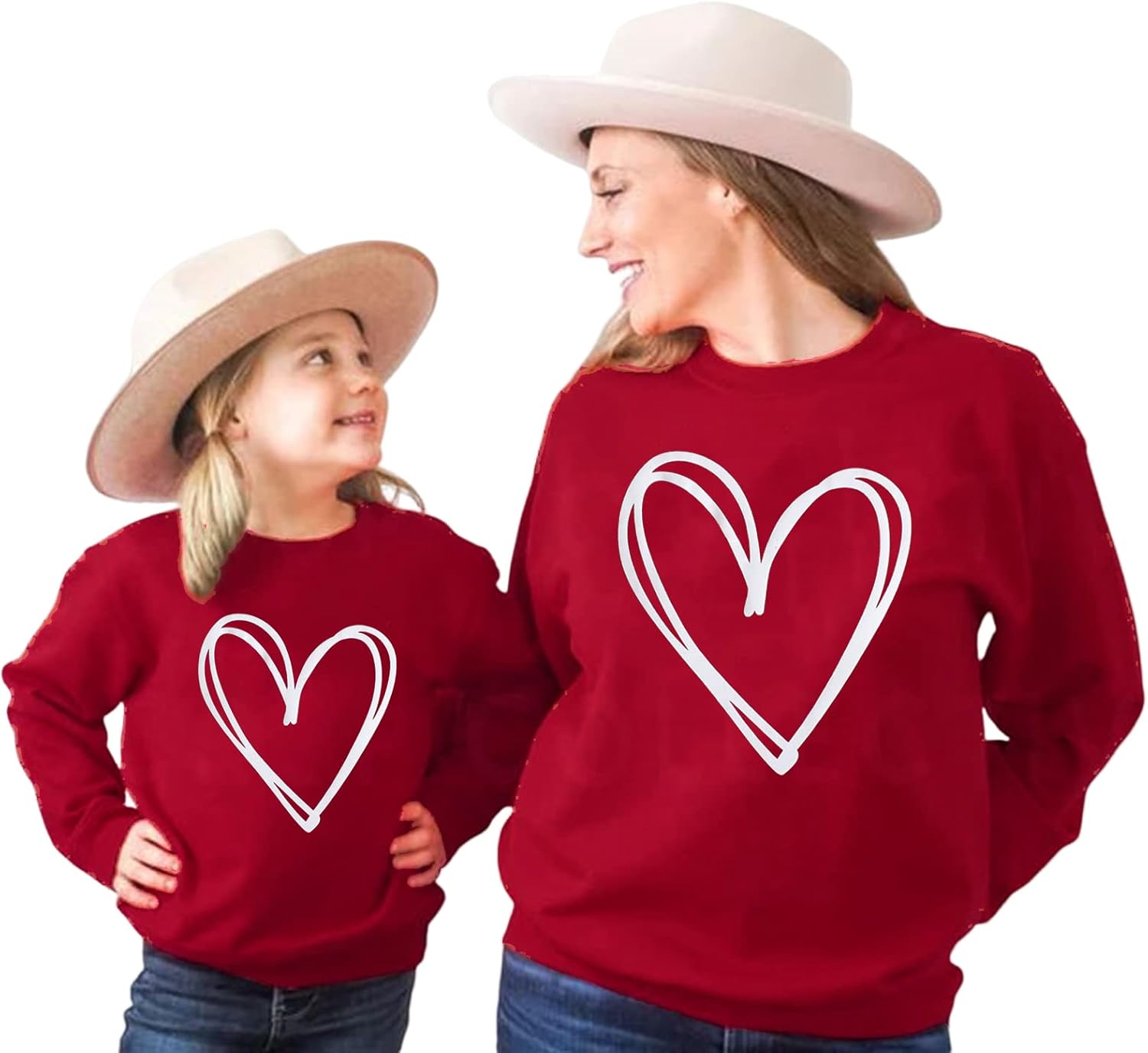 BOUTIKOME Mommy and Me Valentines Outfits Love Heart Graphic Family Matching Sweatshirt Long Sleeve Pullover Shirt Top - Image 3