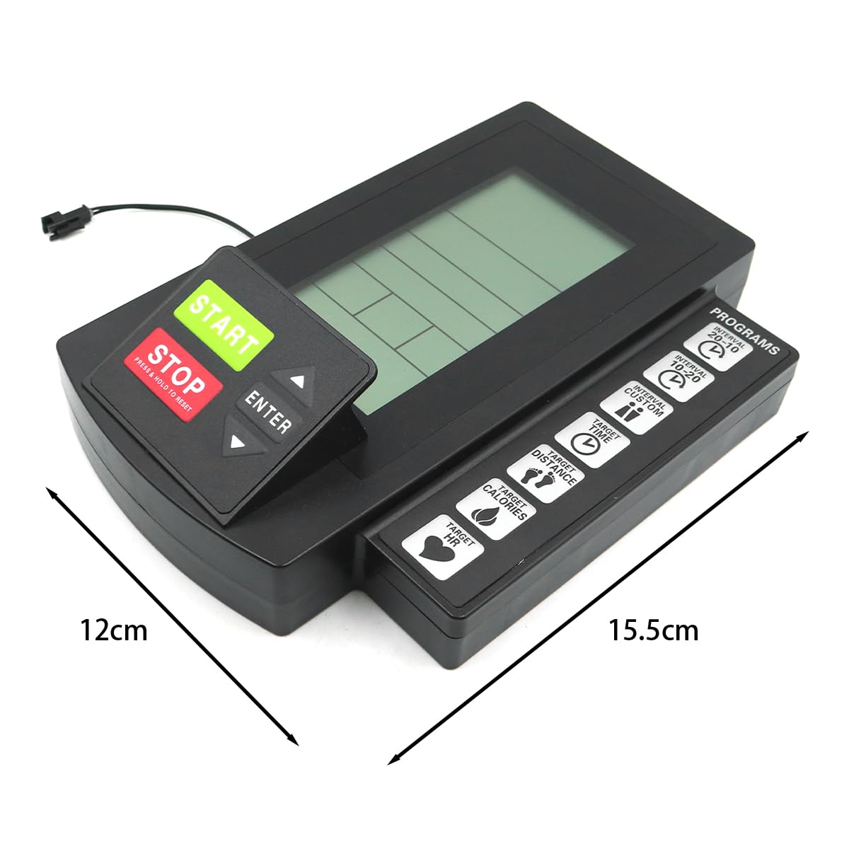Ticha Tachimetro per cyclette con resistenza al vento, compatibile con la maggior parte delle cyclette stazionarie, display LCD di ricambio.