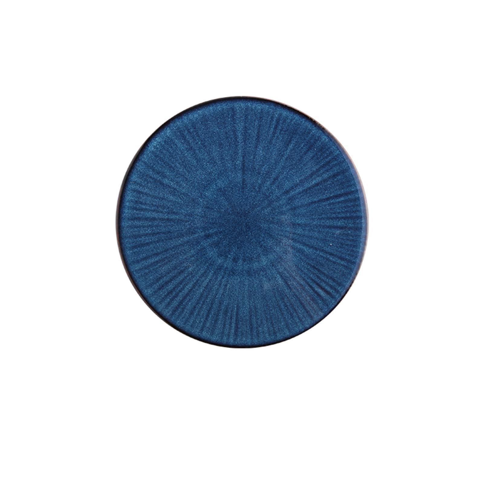 Liudan Speiseteller Nordic Glaze Blaue Farbe Keramik Geschirr Home Flache Platte Tiefe Steak Dish Frühstück Abendteller Großer Schleife Essteller (Color : B)