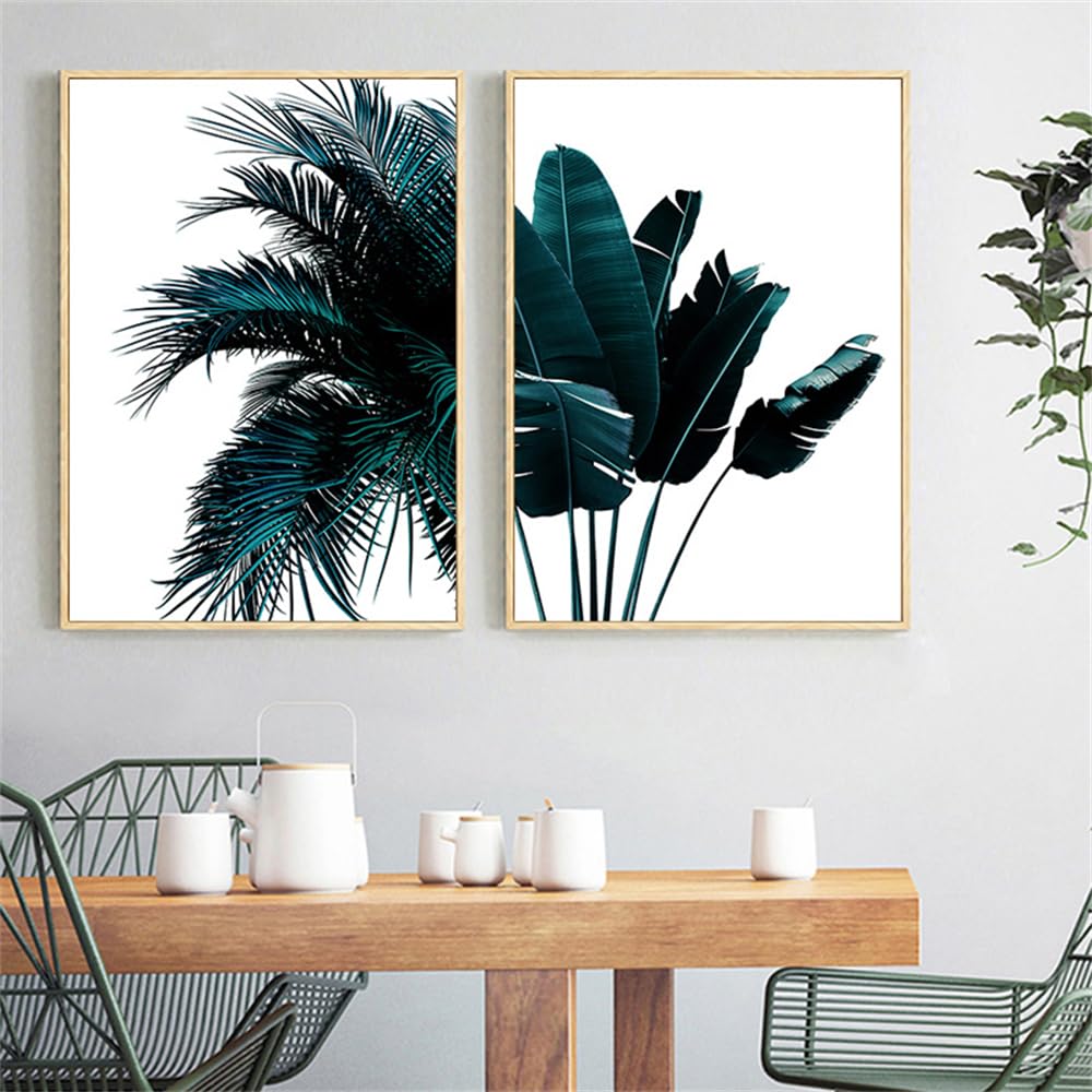 Wuhbcz Multicolored Art Decor,Nature Green Tree Leaf Plant Abstract Poster Canvas Print Nordic Wall Painting Art Picture Modern Bedroom Kitchen Home Decoration-30 * 50Cm*2Pcs (No Frame)