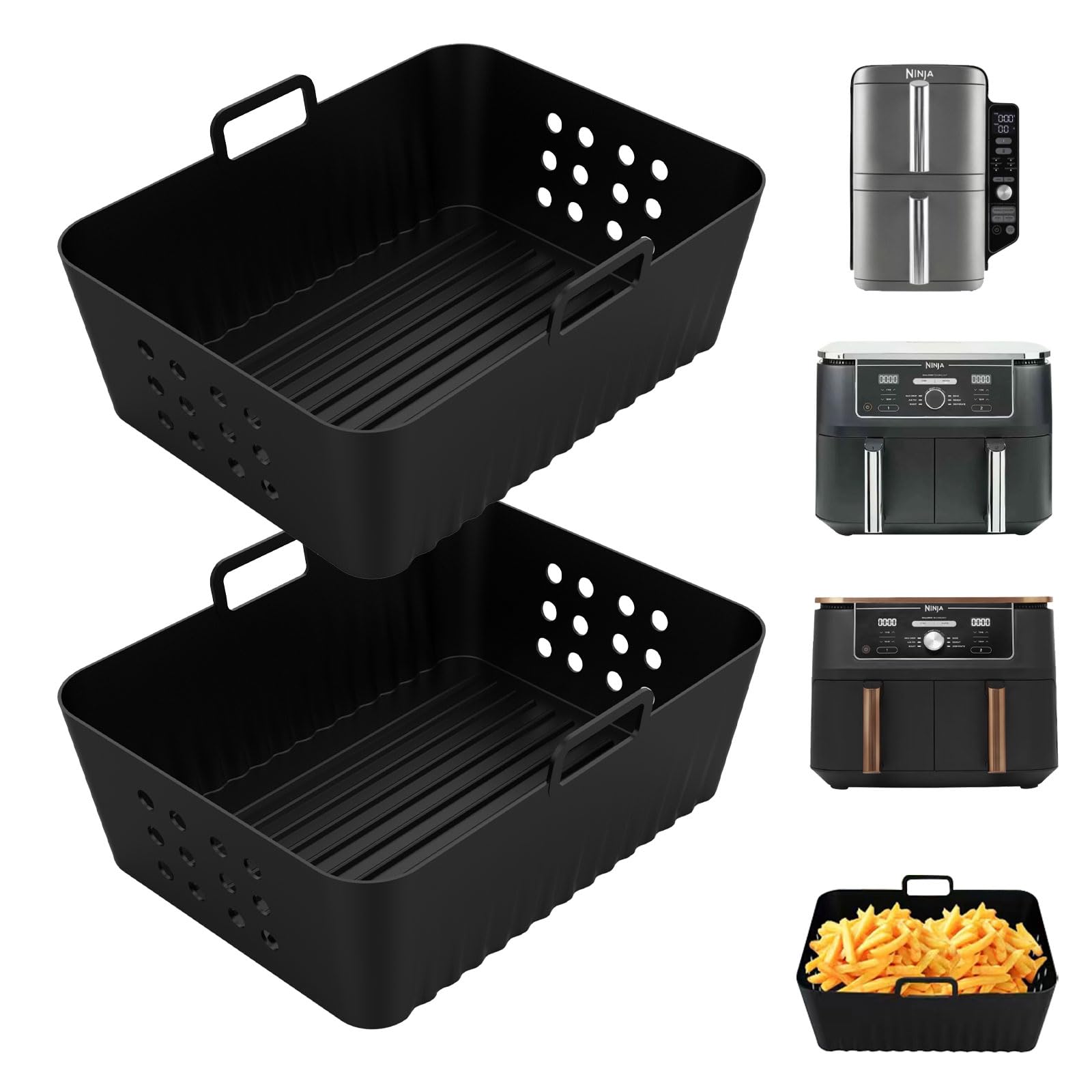 2 accessori Airfryer per Ninja Foodi Max Dual Zone Af400eu Af300eu 9,5 l, inserti in silicone Ninja per Foodi Max Double Stack Sl400eu, Airfryer in silicone per friggitrice ad aria calda Innsky