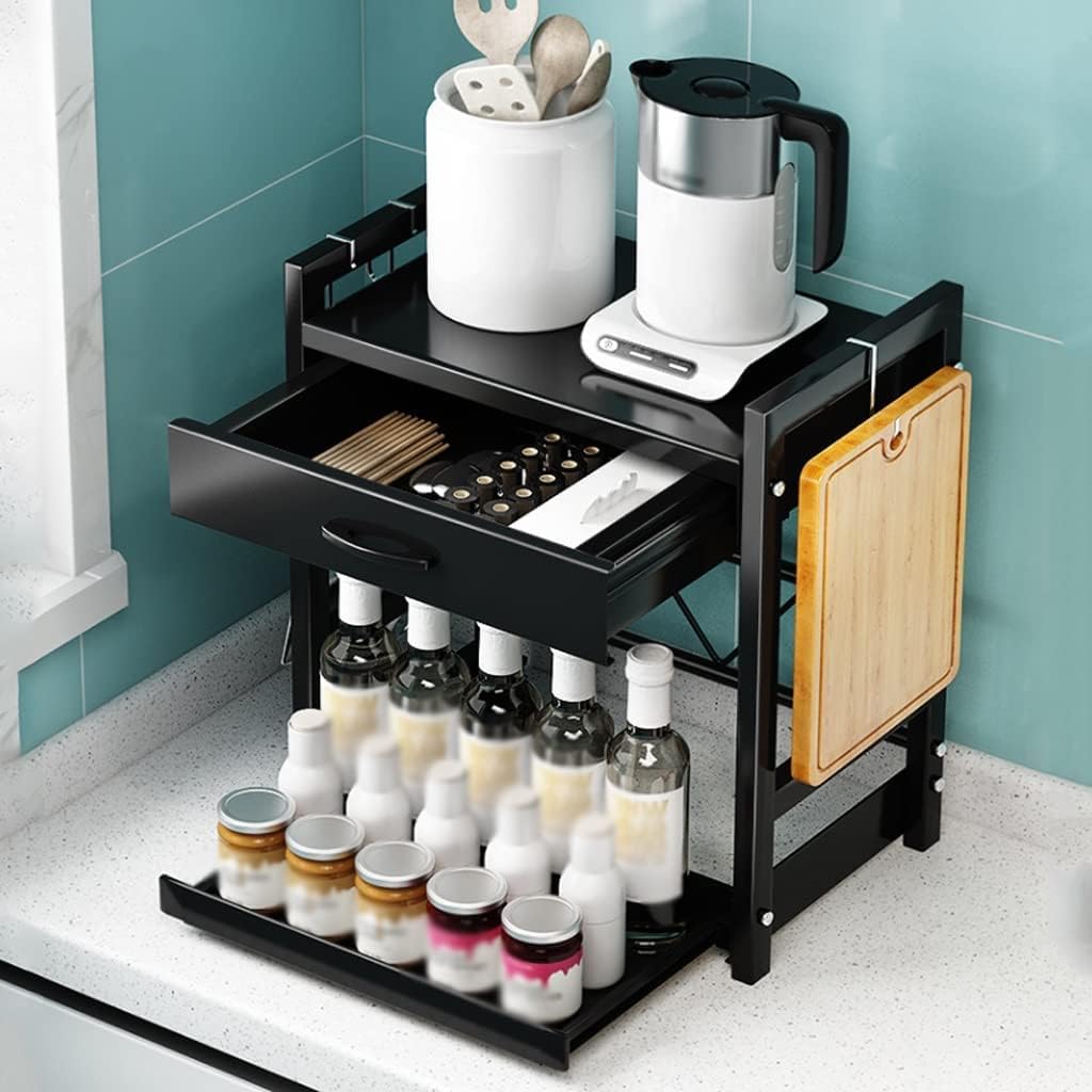 Especiero Estanteria Cocina Estante De Cocina, Organizador De Especias De Metal De 2 Niveles, Estante De Pie Para Gabinete De Cocina, Organizador De Estante De Oficina Y Baño Organizador Especias