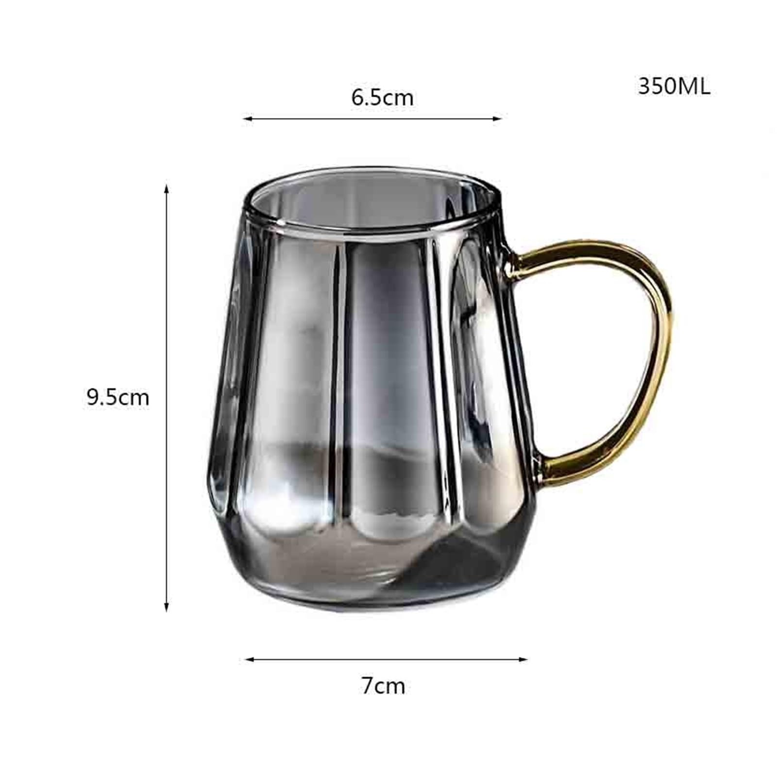 Glasbecher Set mit 2 Glaskaffeetassen, 11,8 oz (ca. 350 ml) klare Borosilikatglas-Trinkbecher Henkel for Kaffee, Saft, Milchgetränke Glasbecher(Grigio)