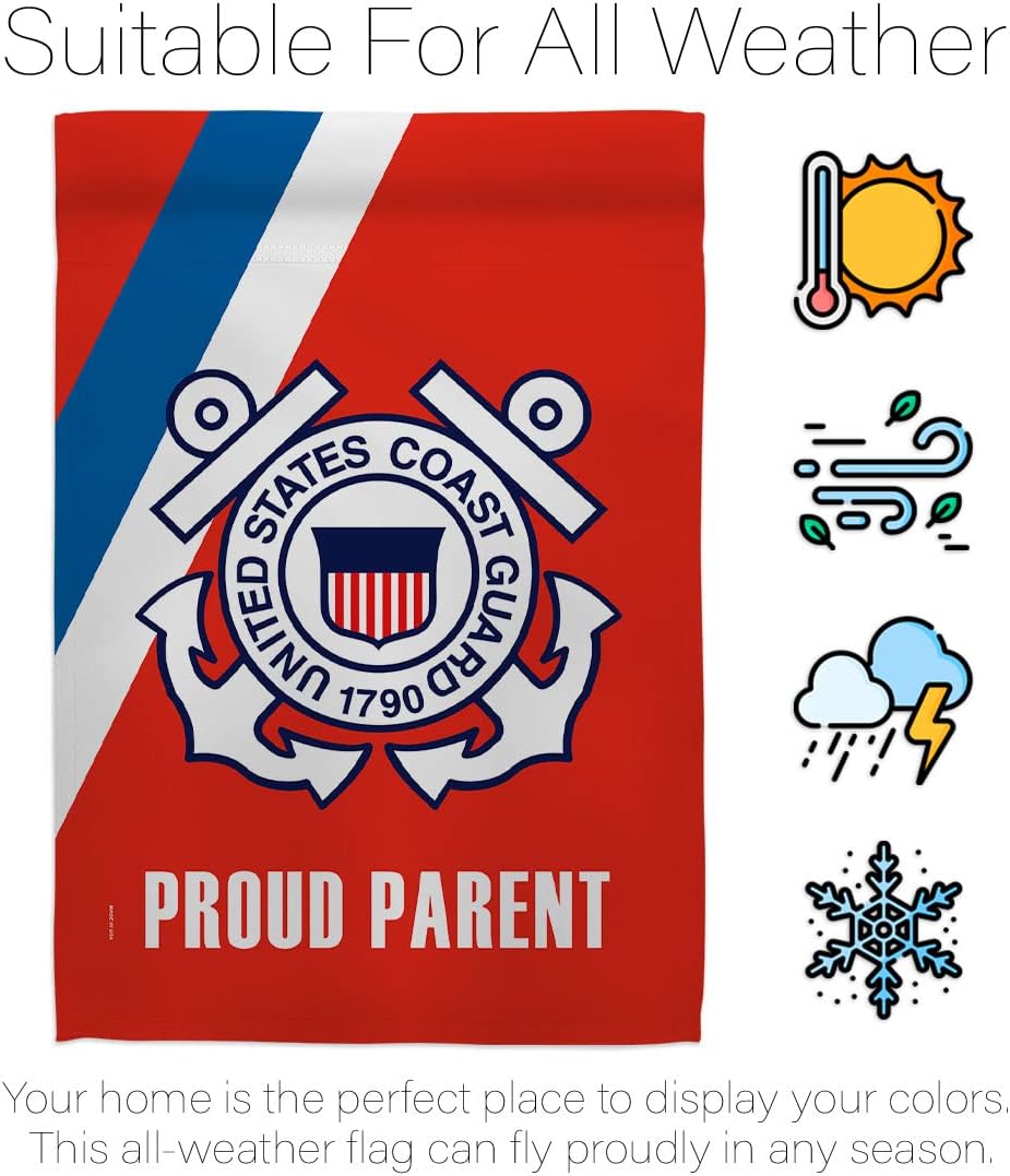 Proud Coast Guard Parent House Flag - Pack Armed Forces USCG Semper Paratus United State American Military Veteran Retire Official Support Our Troops - Garden Yard Gift Double-Sided 28 X 40