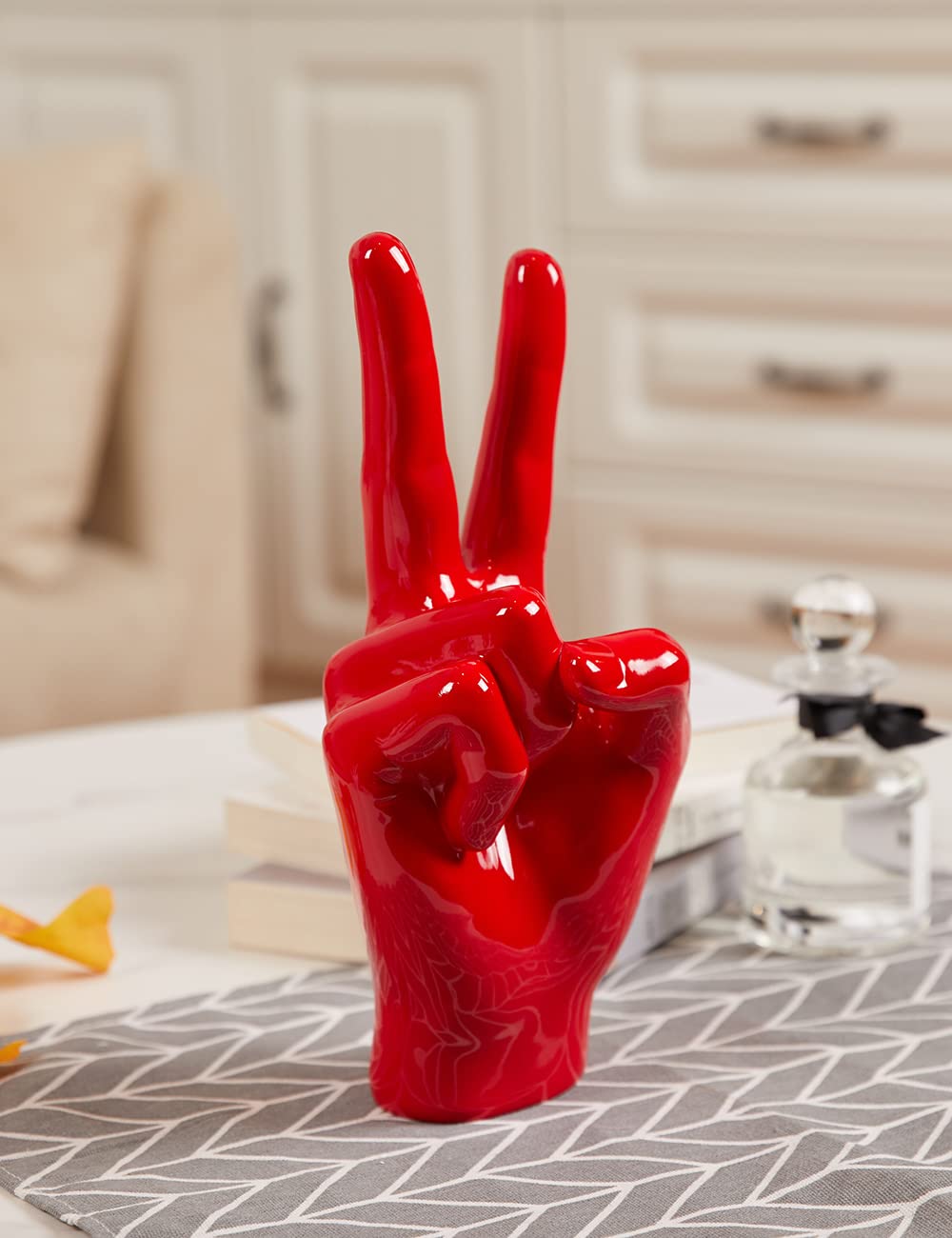 Signo Paz Escultura Mano Estatua Figura Moderno Decoración 28cm
