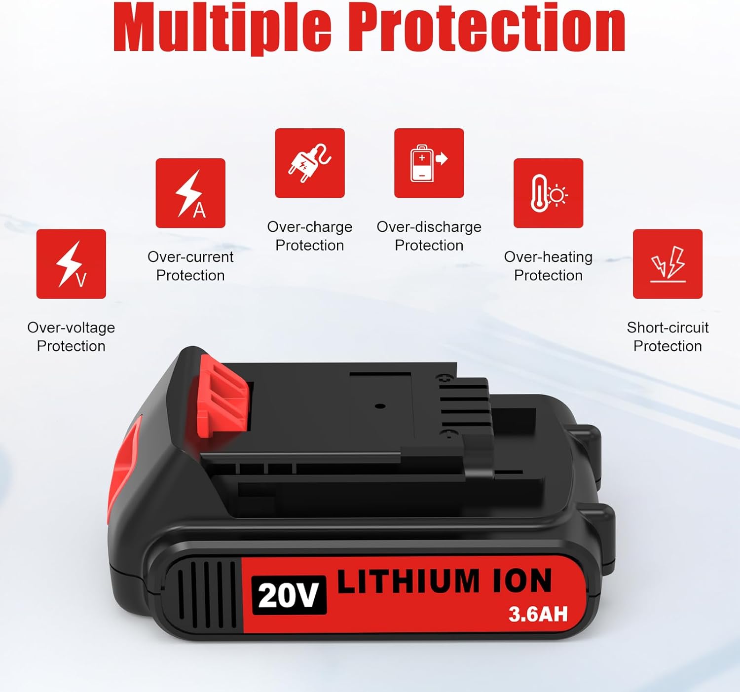 2 Pack 3600mAh Extended Capacity Replacement for Black and Decker 20V Lithium Battery Compatible with Black Decker 20 Volt Battery LBXR20 LB20 LBX20 LBX4020 LBXR2040 LST220 Cordless Power Tools(Red)
