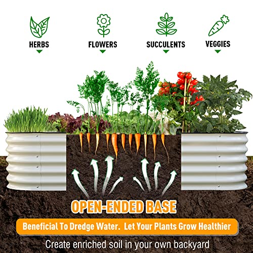 Colwelt Raised Garden Bed 8X2X1.4Ft, Large Oval Metal Raised Garden Beds, Metal Planter Box With Safety Edging, Raised Garden Bed Planter For Vegetables, Beige #TOP3