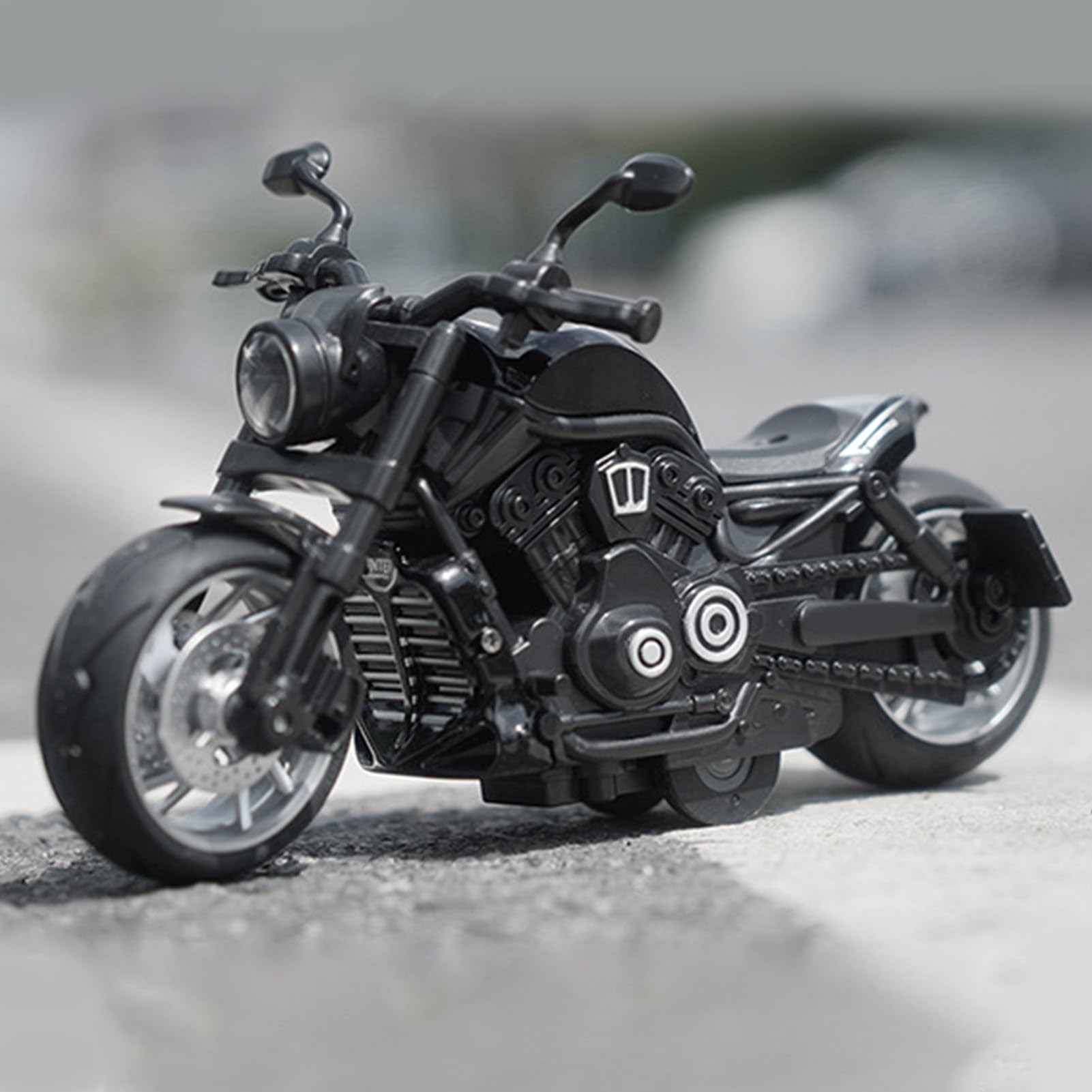Alomejor Zurückziehbares Motorradspielzeug Im Maßstab 1:12, Simulationsdesign-Legierungsmotorradmodell mit Musiklichteffekten, Als Geschenk für und Mädchen (Black)