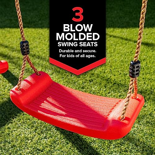 image for Sportspower VWS-001 Aspen Vinyl Wood Swing Set: 3 Swings, Heavy Duty a