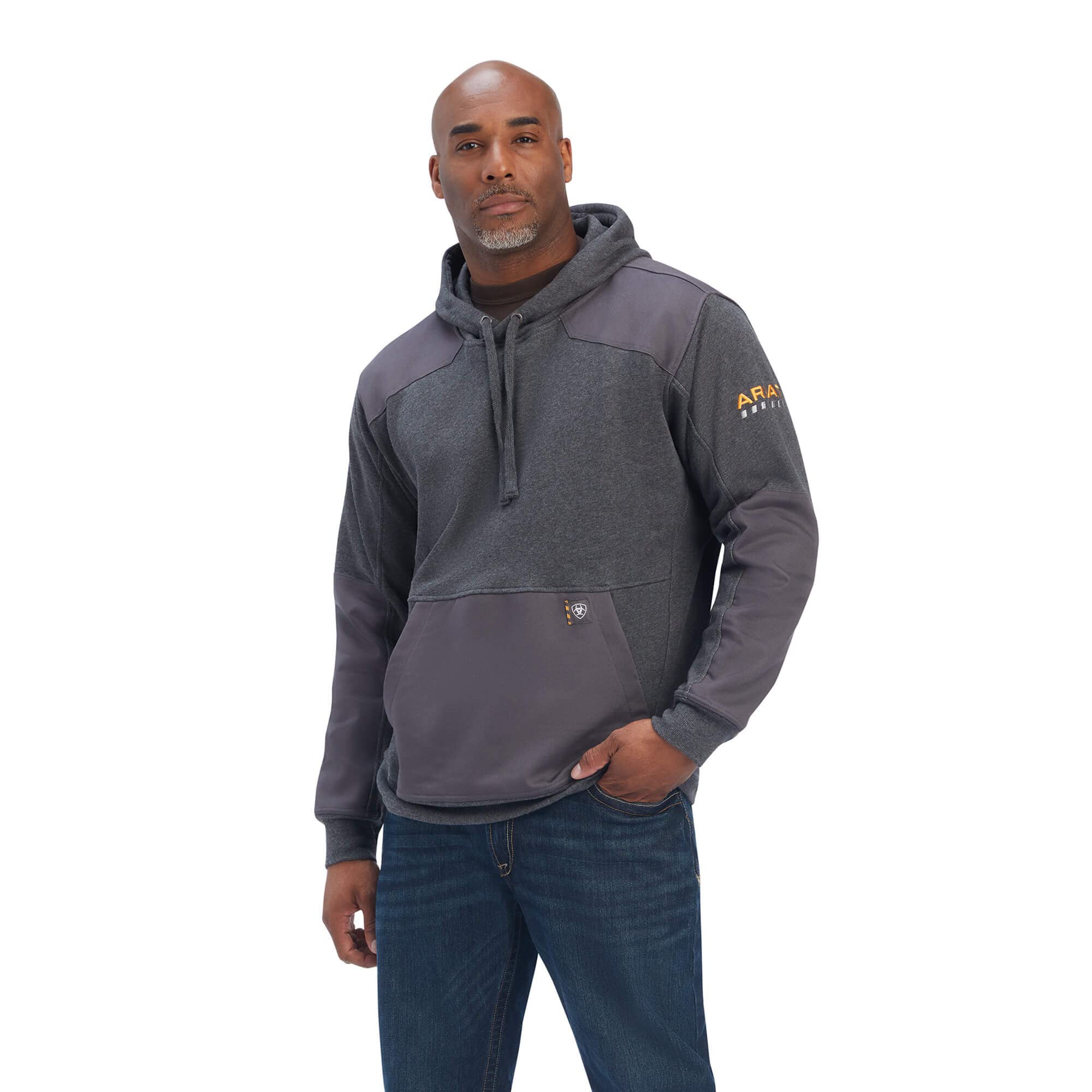 Ariat Men's Charcoal Heather Rebar Workman Duracanvas Hoodie, M